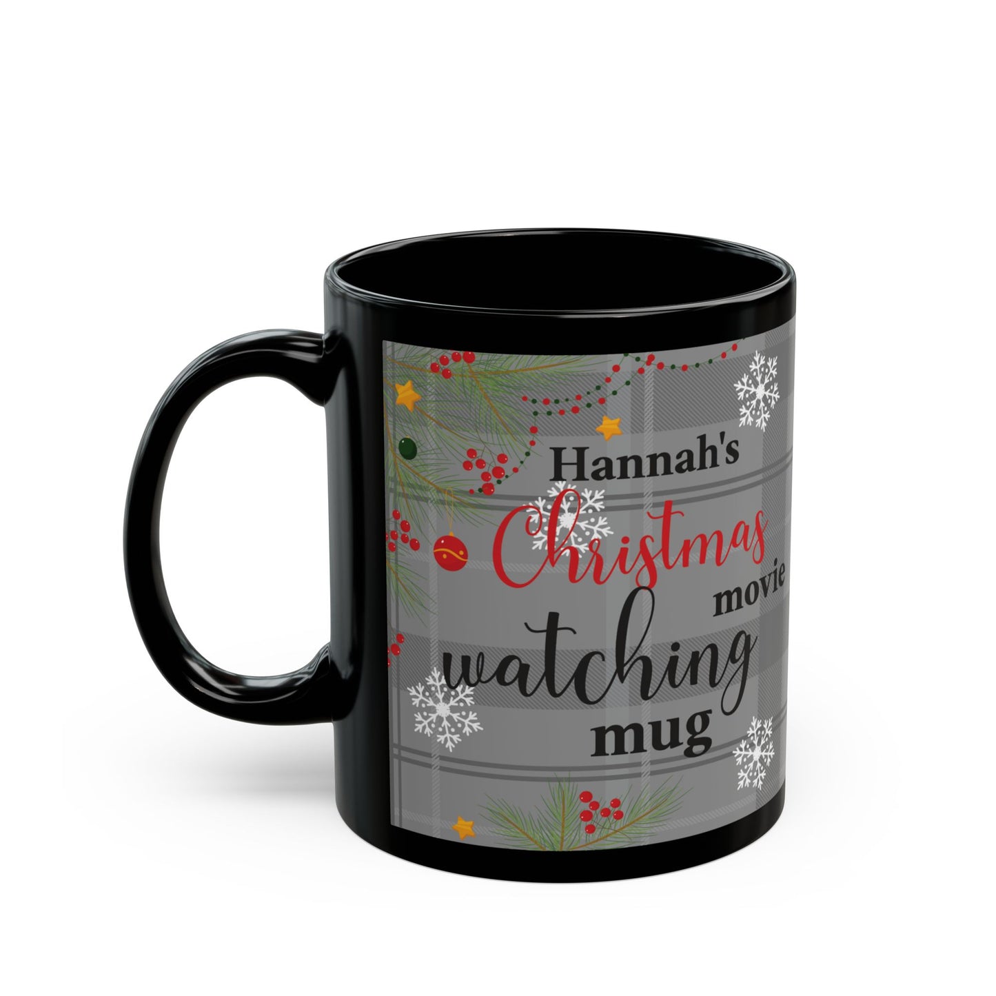 Holiday Movie Mug – Personalized Black Coffee Mug for Christmas Lovers