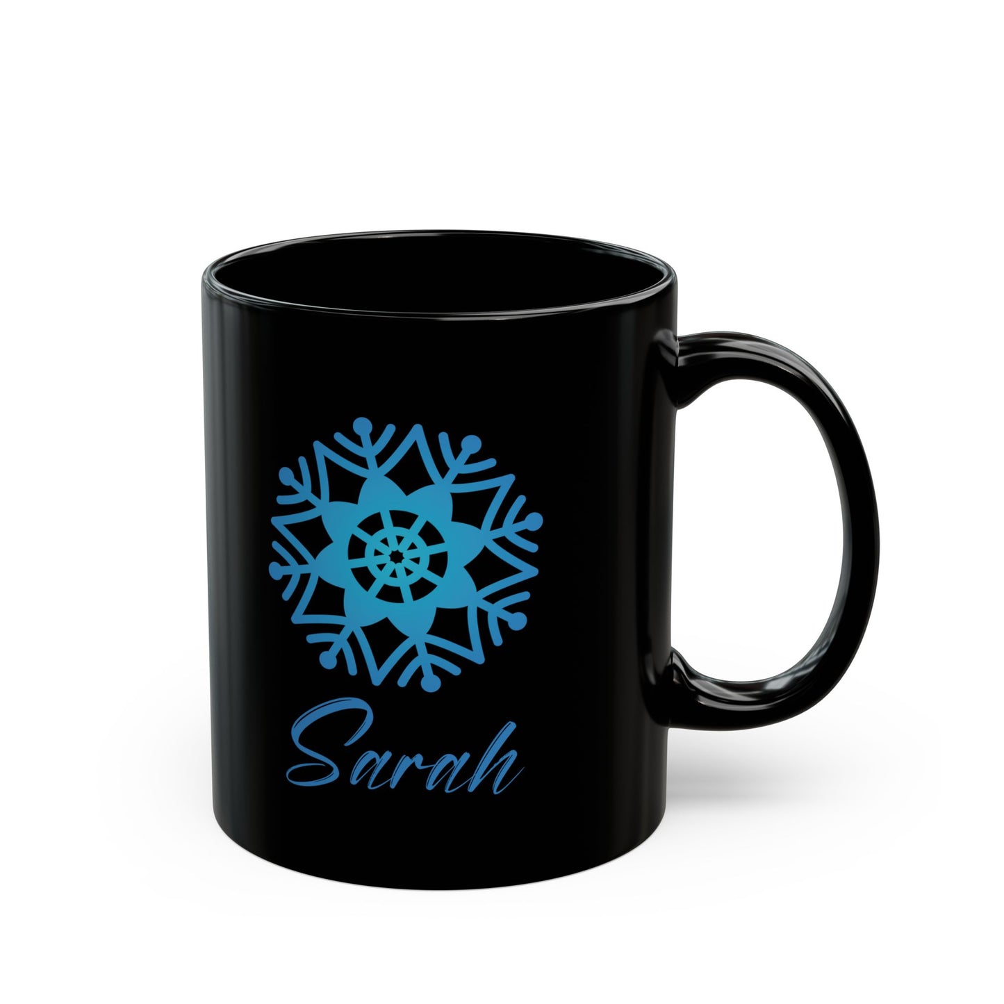 Personalized Holiday Mug – Black Ceramic Winter Coffee Cup