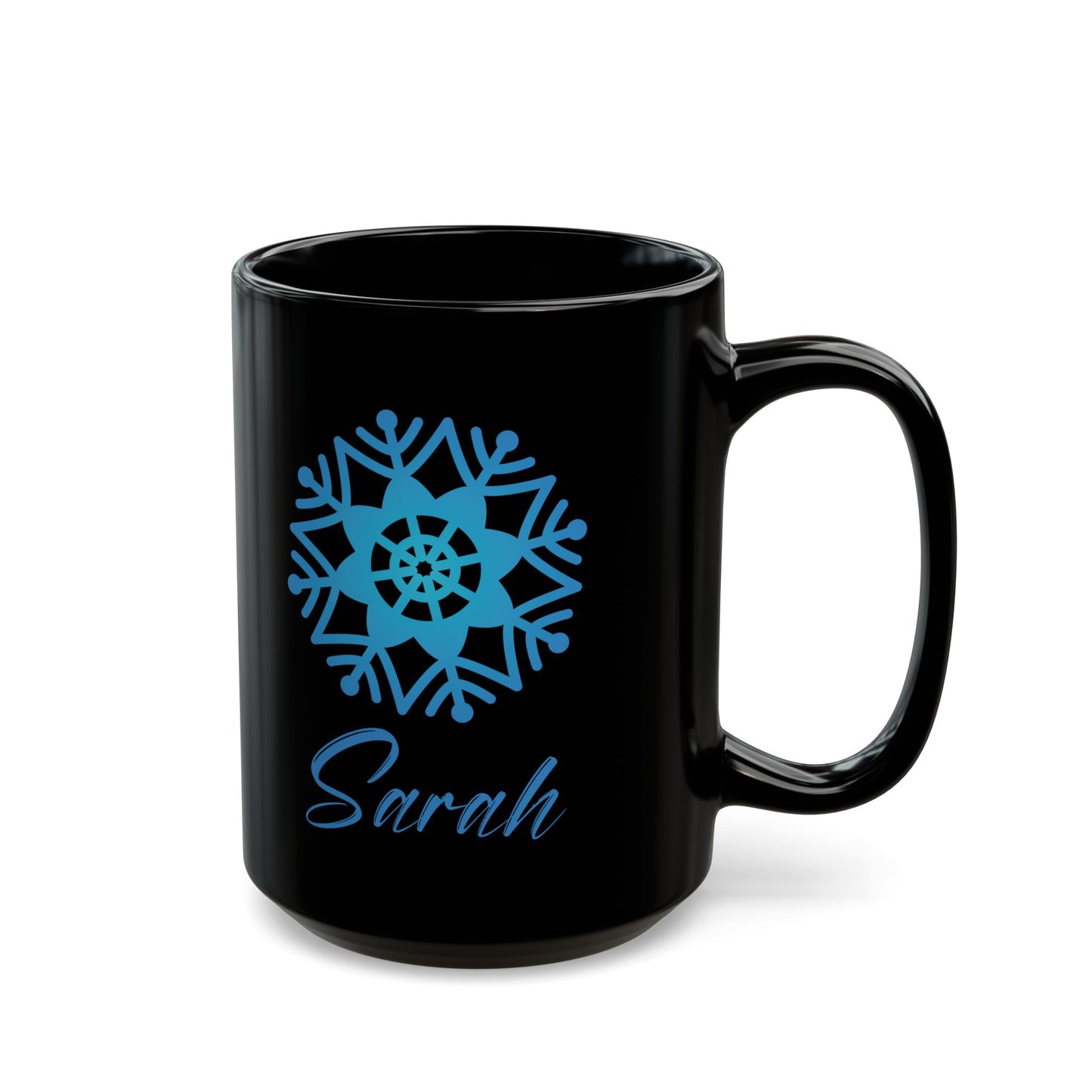 Personalized Holiday Mug – Black Ceramic Winter Coffee Cup