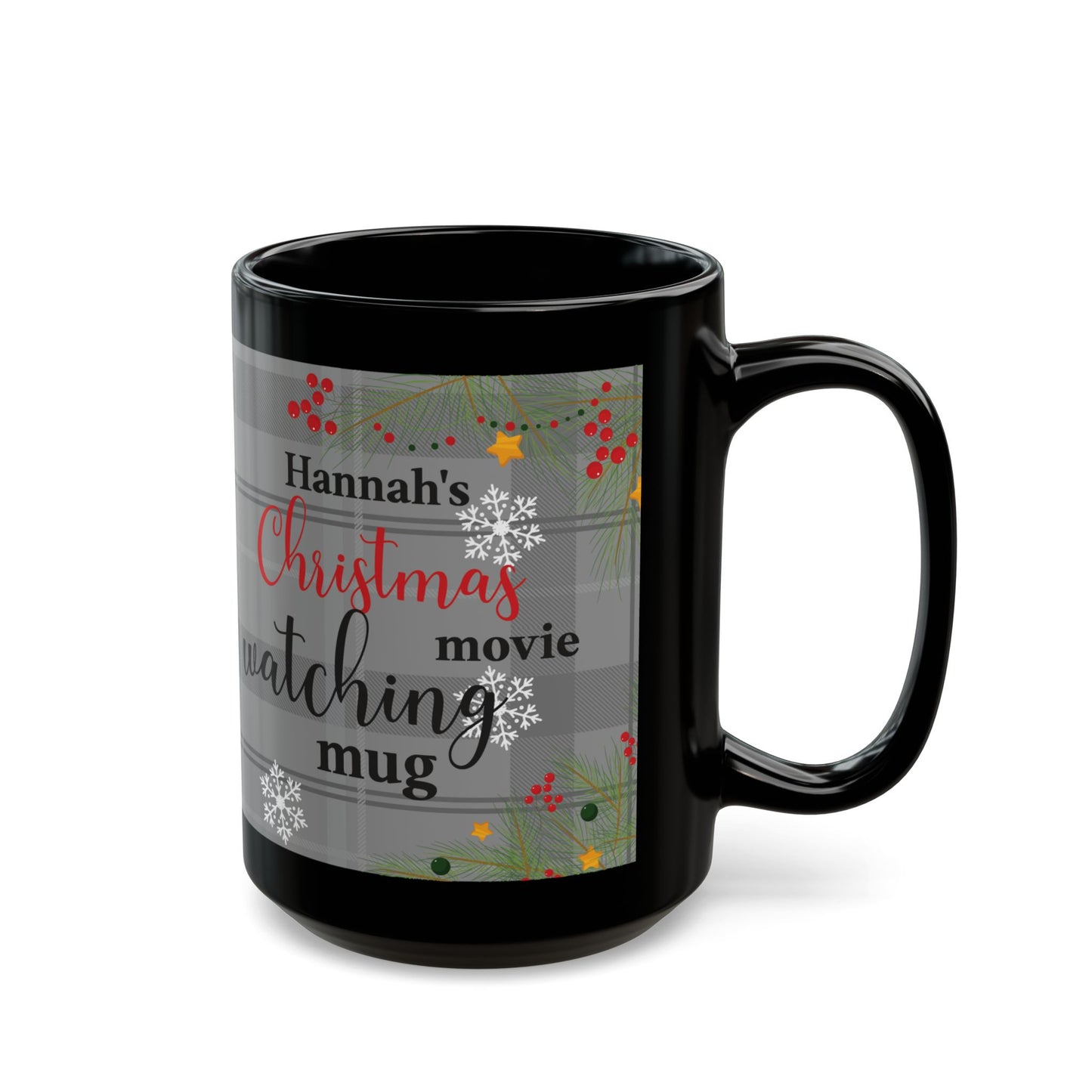 Holiday Movie Mug – Personalized Black Coffee Mug for Christmas Lovers