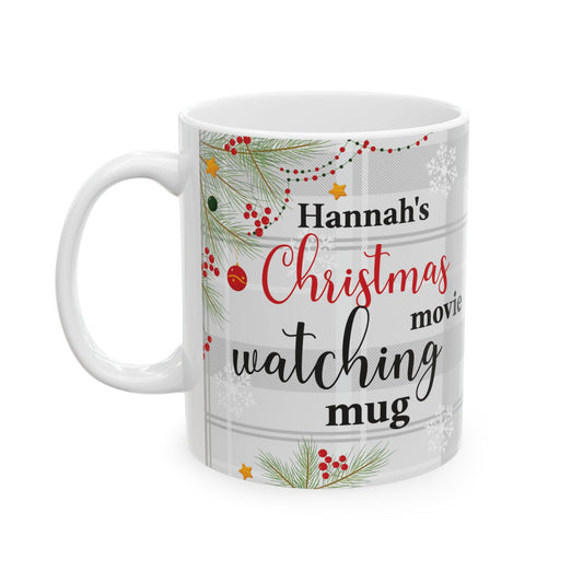 Custom Christmas Mug – Festive White Coffee Cup with Name