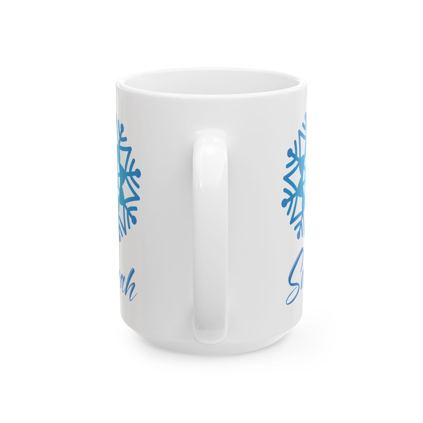 Personalized Snowflake Mug – Custom Name Winter Coffee Cup (White)