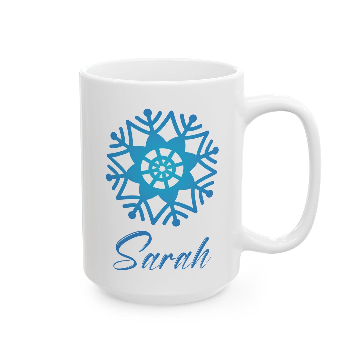 Personalized Snowflake Mug – Custom Name Winter Coffee Cup (White)