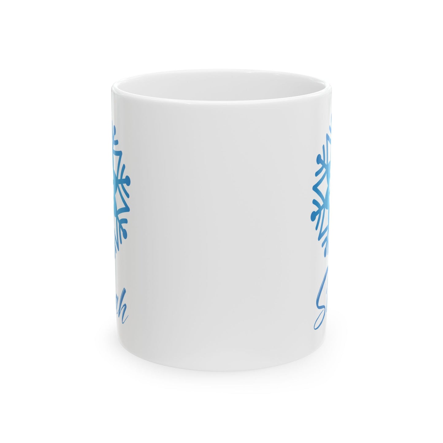 Personalized Snowflake Mug – Custom Name Winter Coffee Cup (White)