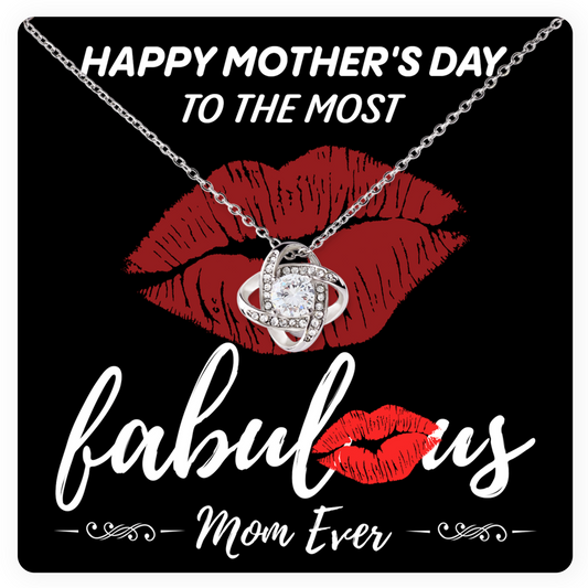 Happy Mother's Day Fabulous Mom Heart Pendant Necklace with Message Card