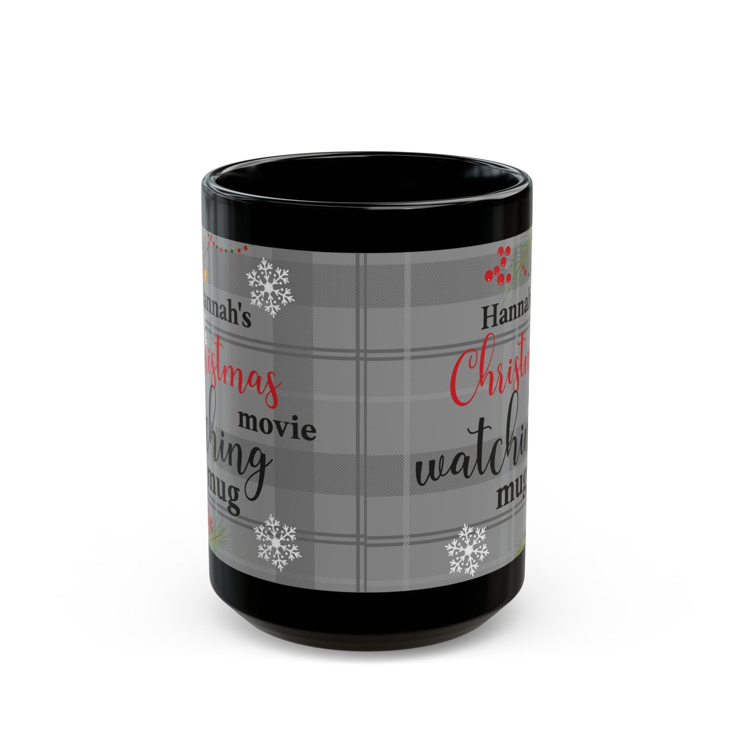 Holiday Movie Mug – Personalized Black Coffee Mug for Christmas Lovers