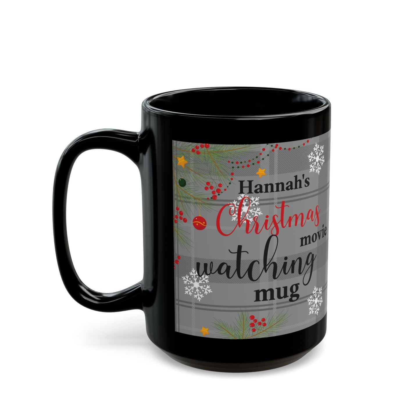 Holiday Movie Mug – Personalized Black Coffee Mug for Christmas Lovers