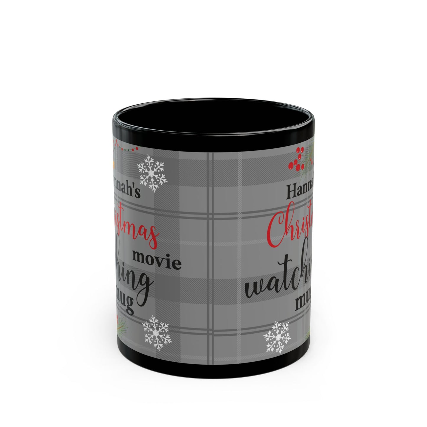 Holiday Movie Mug – Personalized Black Coffee Mug for Christmas Lovers