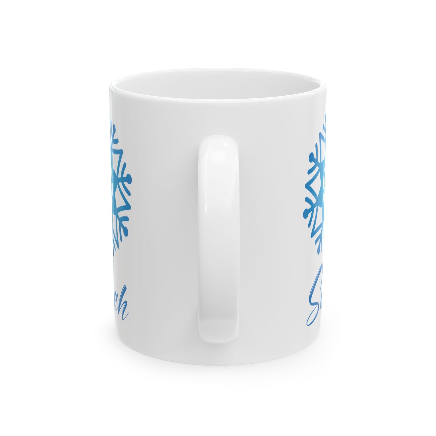 Personalized Snowflake Mug – Custom Name Winter Coffee Cup (White)