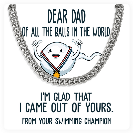 Funny Dad Cuban Link Chain – Swimming Champion Gag Gift for Father