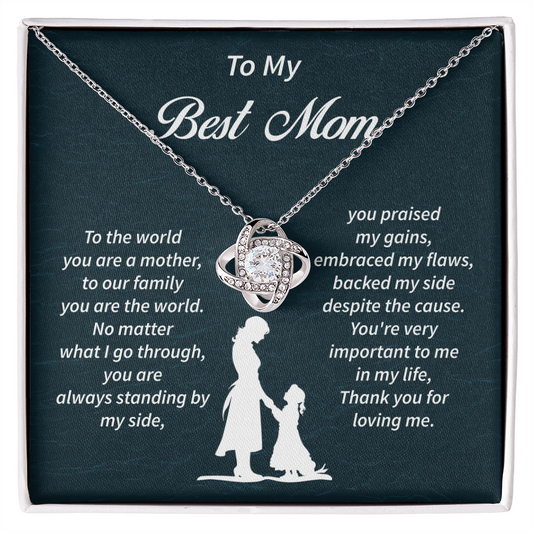 To My Best Mom – Sentimental Love Knot Necklace Gift