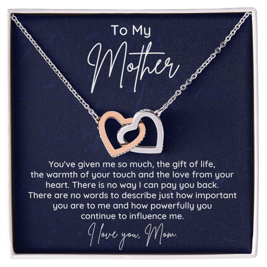 To My Mother - Elegant Interlocking Hearts Necklace Meaningful Gift for Mom