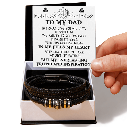 To My Dad – Timeless Inspirational Bracelet with Personalized Rune Message Card