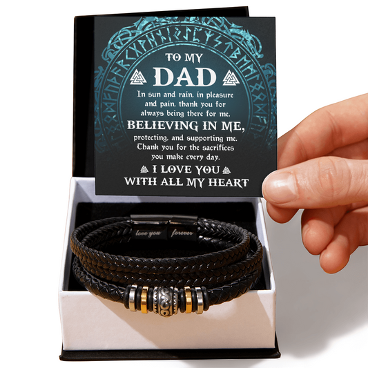 To My Dad – Viking-Inspired Father's DayBracelet Gift with Heartfelt Message