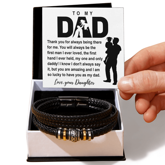 To My Dad Leather Bracelet – Gift from Daughter