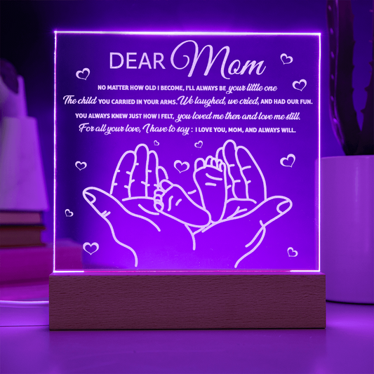 Dear Mom Gift – Personalized Engraved Acrylic Plaque with Heartfelt Message