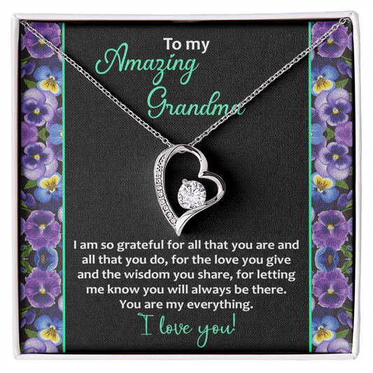 To My Amazing Grandma Heart Pendant Necklace with Message Card – Cherished Gift