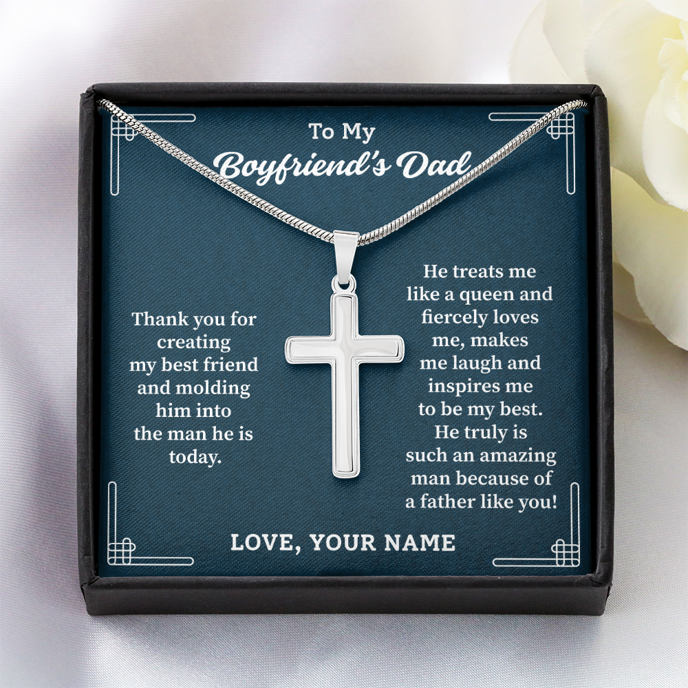 To My Boyfriend's Dad – Cross Pendant Necklace with Appreciation Message