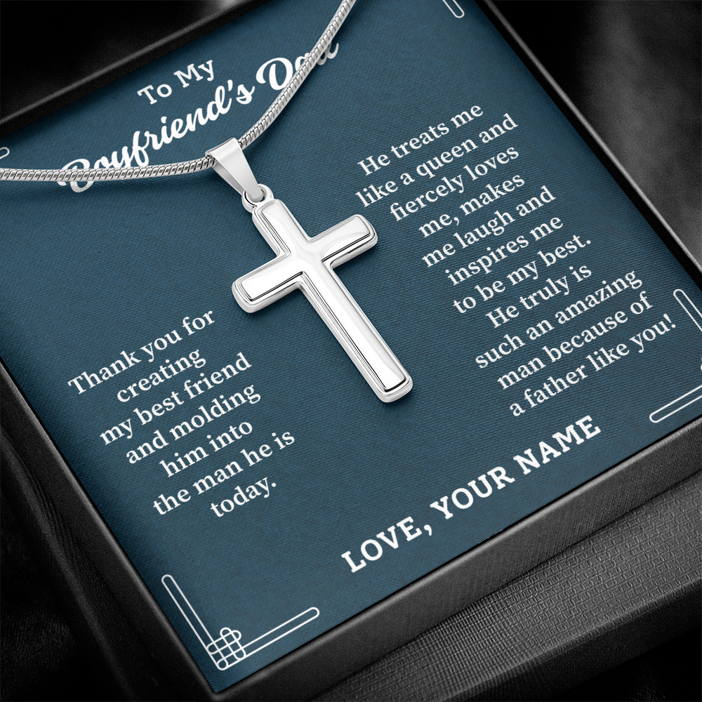 To My Boyfriend's Dad – Cross Pendant Necklace with Appreciation Message