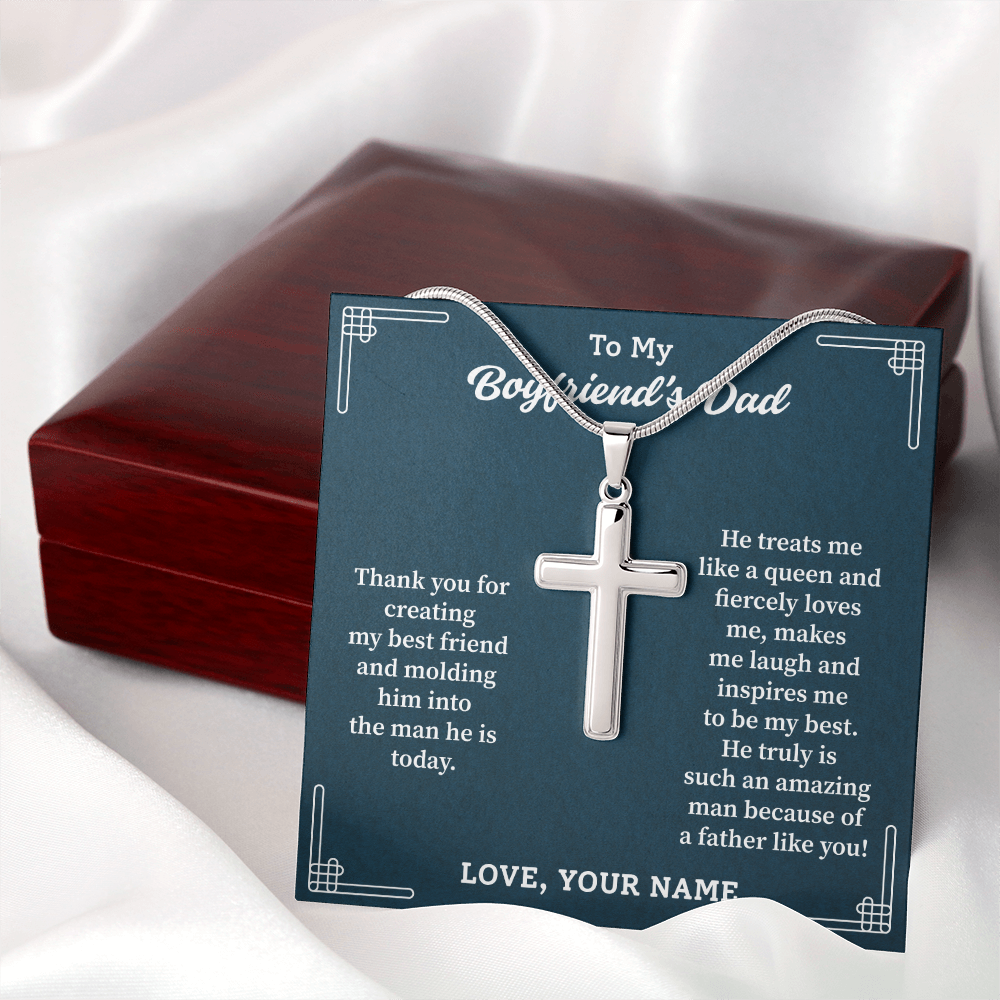 To My Boyfriend's Dad – Cross Pendant Necklace with Appreciation Message