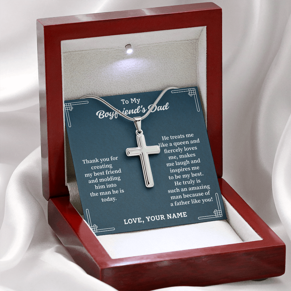 To My Boyfriend's Dad – Cross Pendant Necklace with Appreciation Message