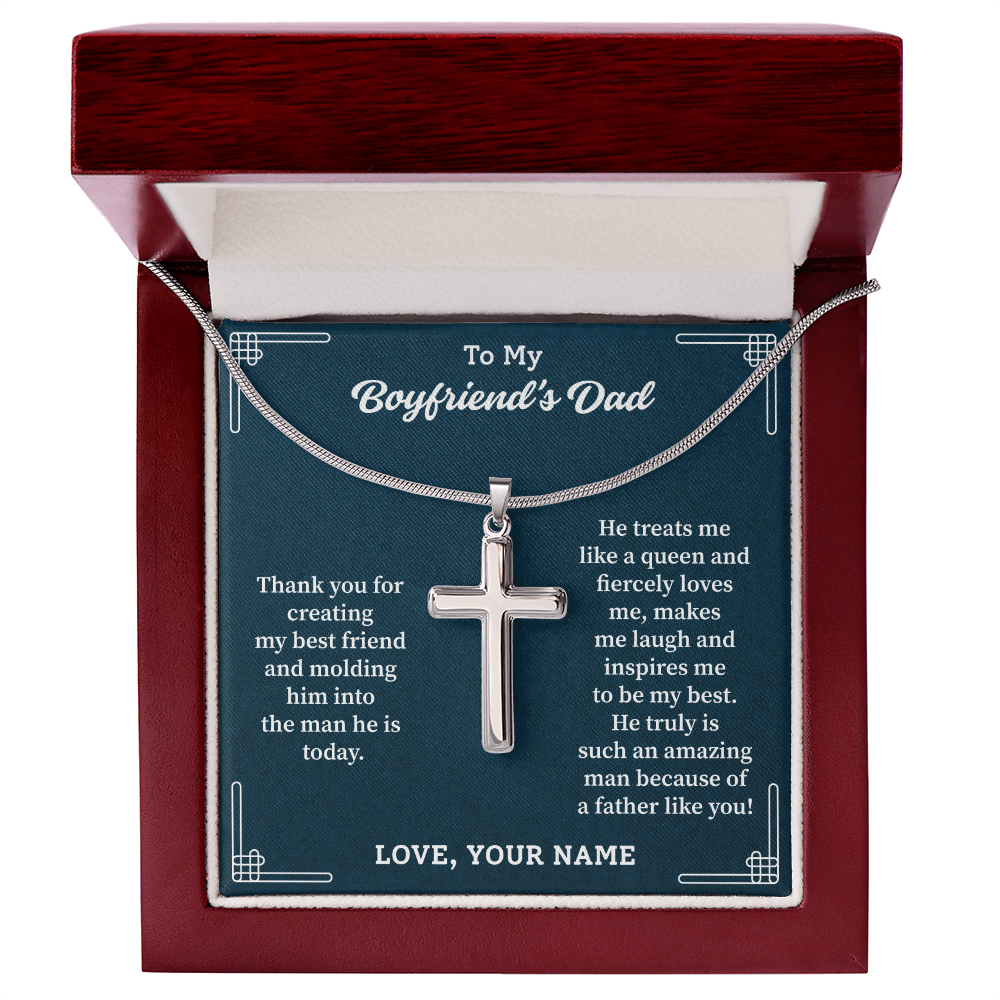 To My Boyfriend's Dad – Cross Pendant Necklace with Appreciation Message